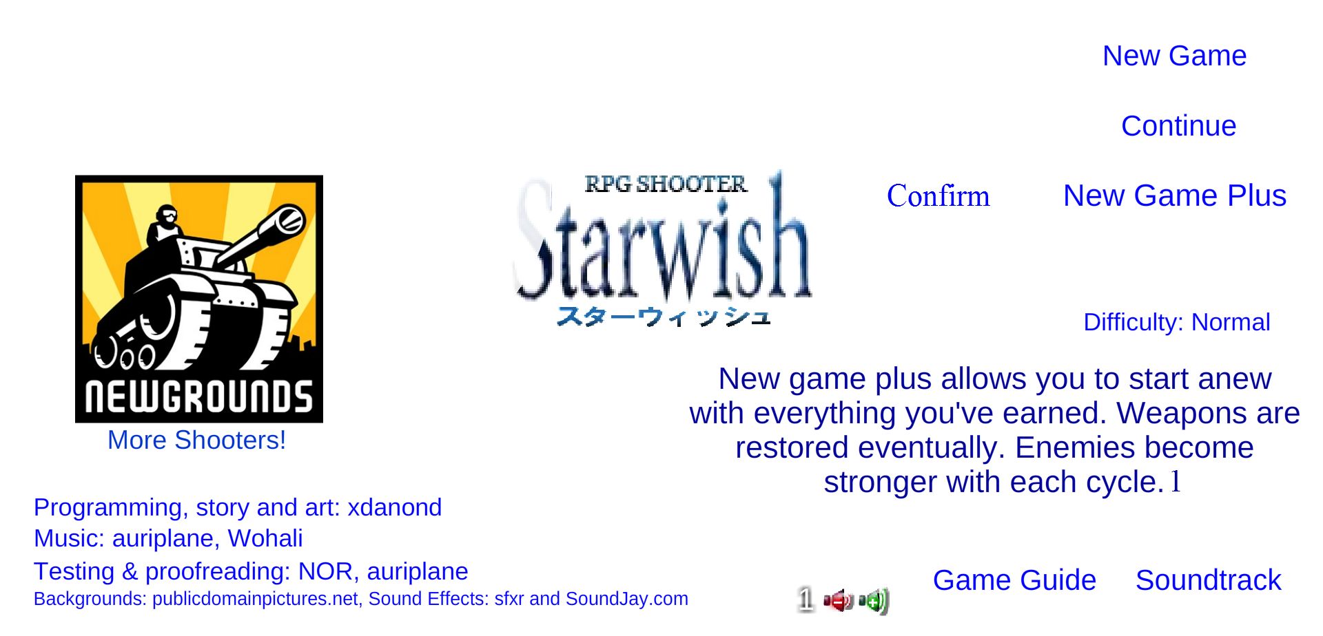 Menu gry przed pierwszym New Game Plus.
